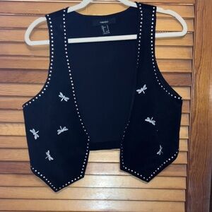 Black Corduroy Embellished Vest